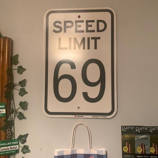 Speed limit 69 traffic sign